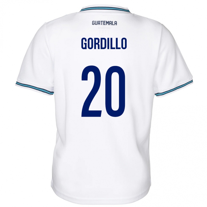 Niño Fútbol Camiseta Guatemala Gerardo Gordillo #20 Blanco 1ª Equipación 24-26 México
