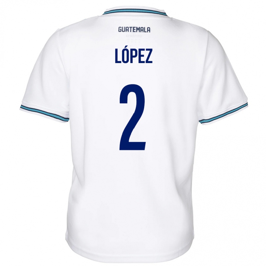 Niño Fútbol Camiseta Guatemala Francisco López #2 Blanco 1ª Equipación 24-26 México