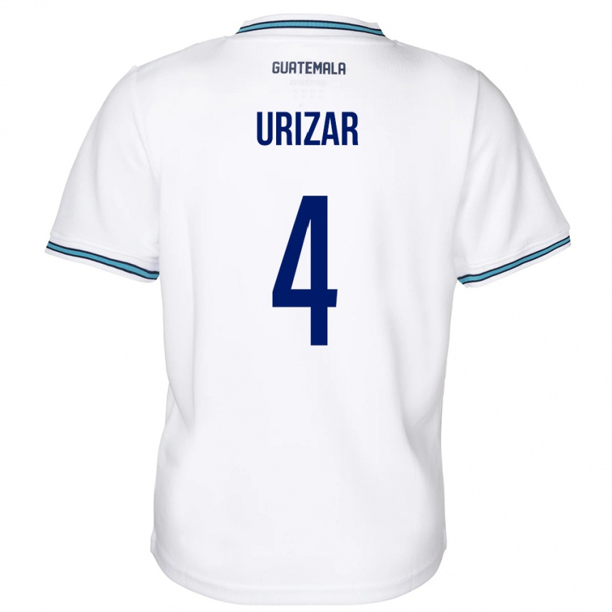 Niño Fútbol Camiseta Guatemala Jeshua Urizar #4 Blanco 1ª Equipación 24-26 México