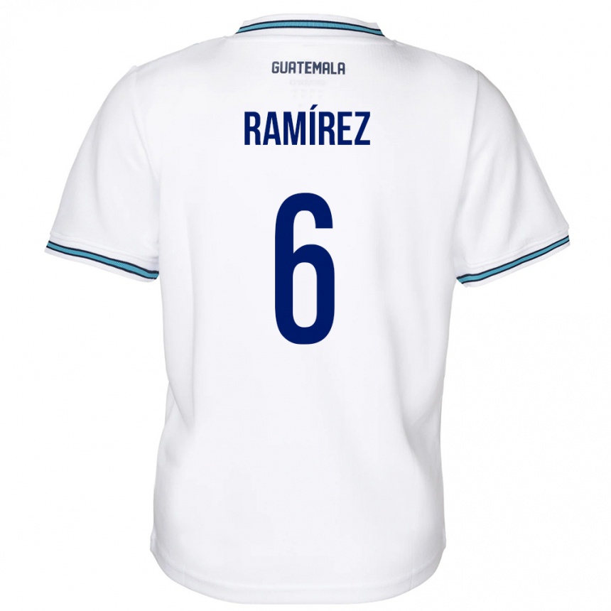 Niño Fútbol Camiseta Guatemala Kevin Ramírez #6 Blanco 1ª Equipación 24-26 México