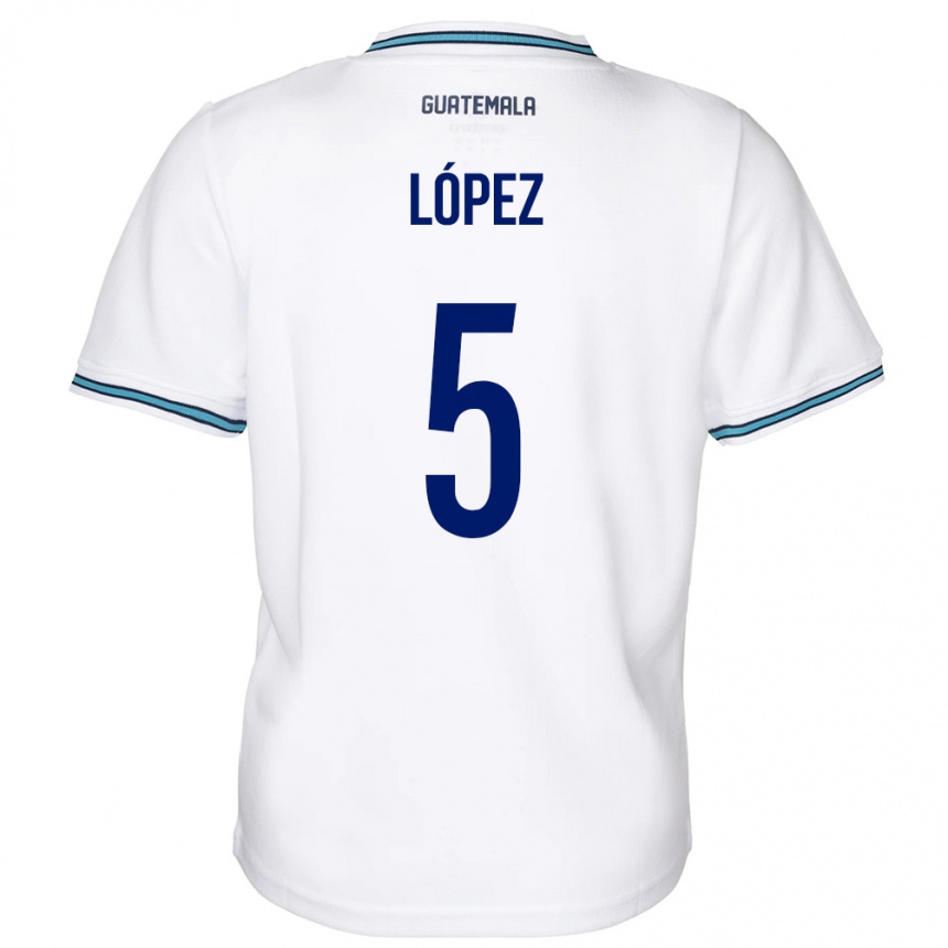 Niño Fútbol Camiseta Guatemala Jeffery López #5 Blanco 1ª Equipación 24-26 México