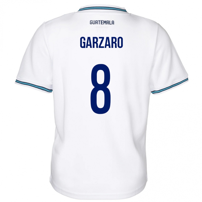 Niño Fútbol Camiseta Guatemala Santiago Garzaro #8 Blanco 1ª Equipación 24-26 México