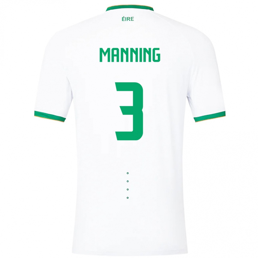 Niño Fútbol Camiseta Irlanda Ryan Manning #3 Blanco 2ª Equipación 24-26 México