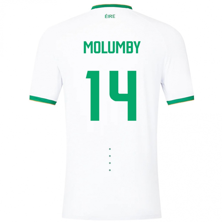 Niño Fútbol Camiseta Irlanda Jayson Molumby #14 Blanco 2ª Equipación 24-26 México