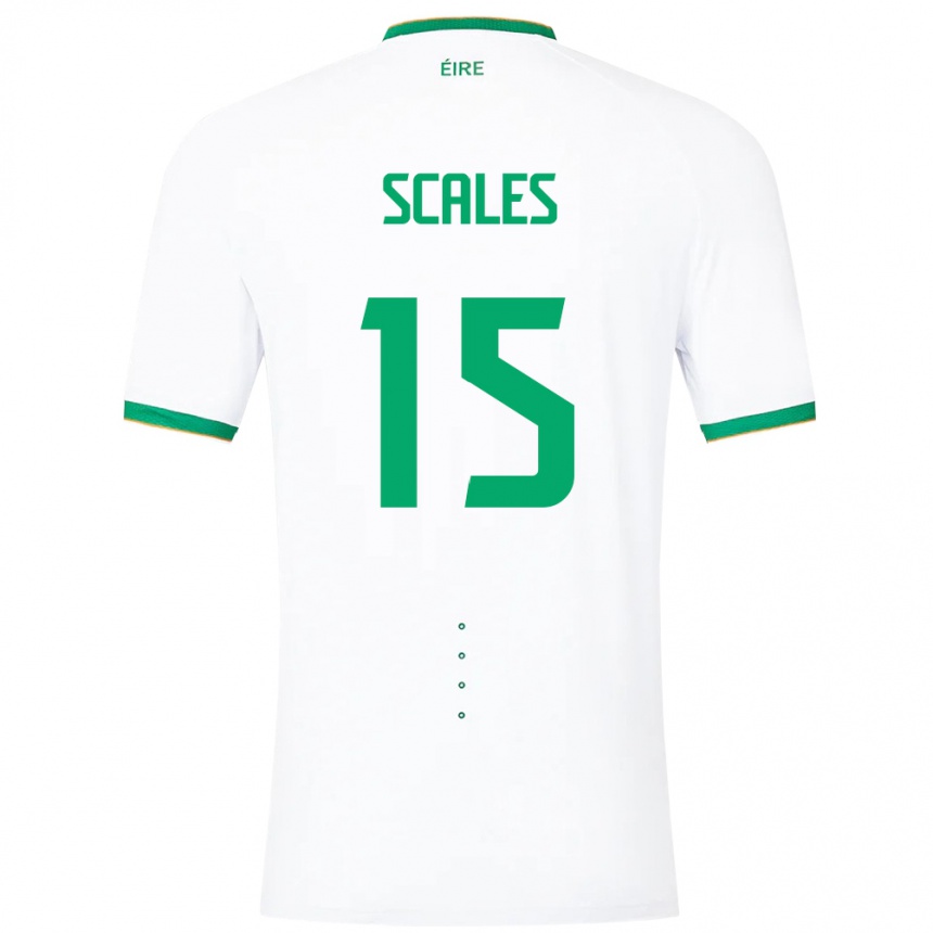 Niño Fútbol Camiseta Irlanda Liam Scales #15 Blanco 2ª Equipación 24-26 México