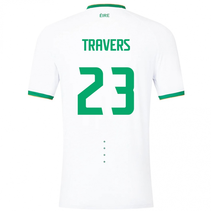 Niño Fútbol Camiseta Irlanda Mark Travers #23 Blanco 2ª Equipación 24-26 México