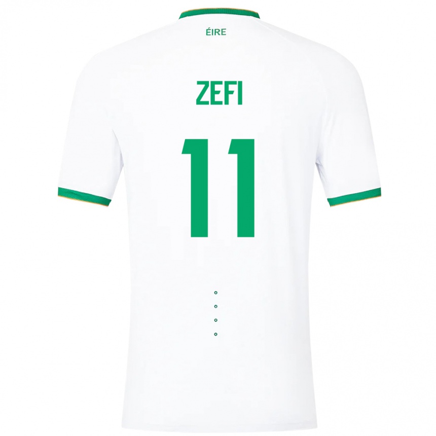 Niño Fútbol Camiseta Irlanda Kevin Zefi #11 Blanco 2ª Equipación 24-26 México