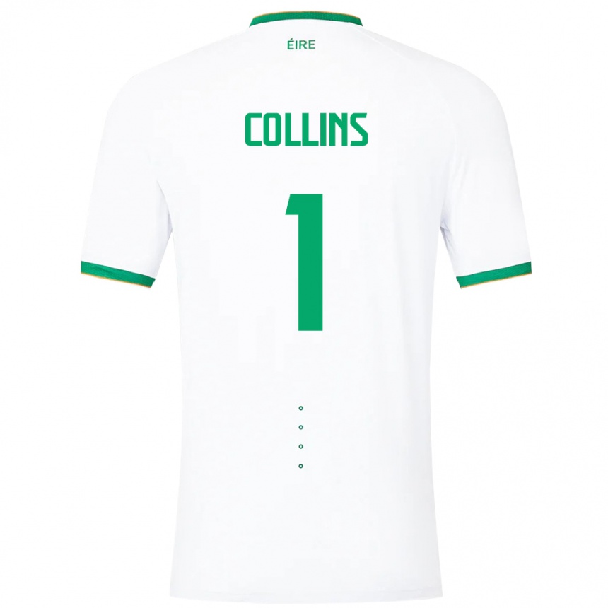 Niño Fútbol Camiseta Irlanda Joe Collins #1 Blanco 2ª Equipación 24-26 México