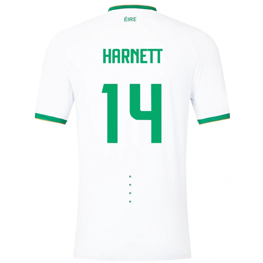 Niño Fútbol Camiseta Irlanda Kaylem Harnett #14 Blanco 2ª Equipación 24-26 México