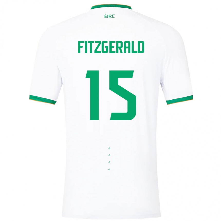 Niño Fútbol Camiseta Irlanda Kyle Fitzgerald #15 Blanco 2ª Equipación 24-26 México