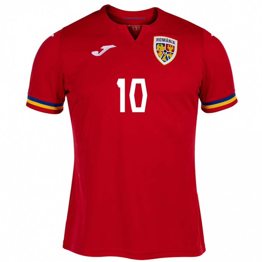 Niño Fútbol Camiseta Rumania Octavian Popescu #10 Rojo 2ª Equipación 24-26 México