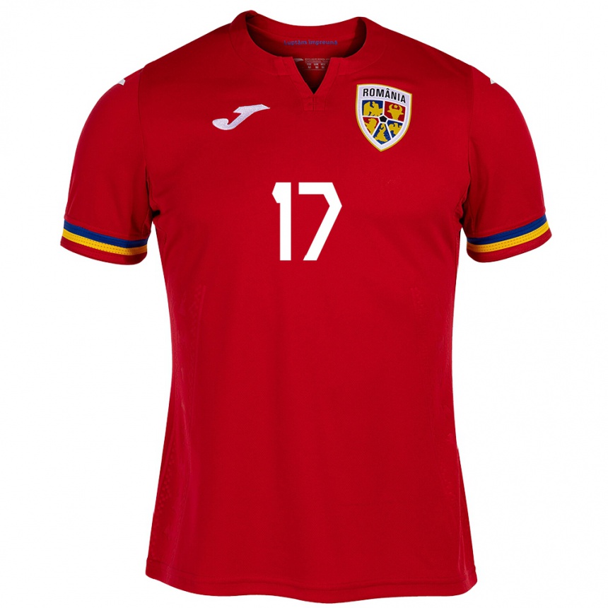 Niño Fútbol Camiseta Rumania Denis Rența #17 Rojo 2ª Equipación 24-26 México