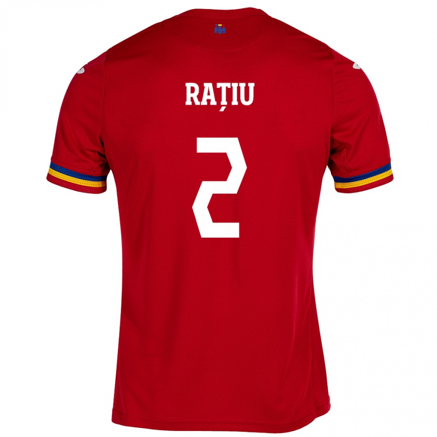 Niño Fútbol Camiseta Rumania Andrei Rațiu #2 Rojo 2ª Equipación 24-26 México