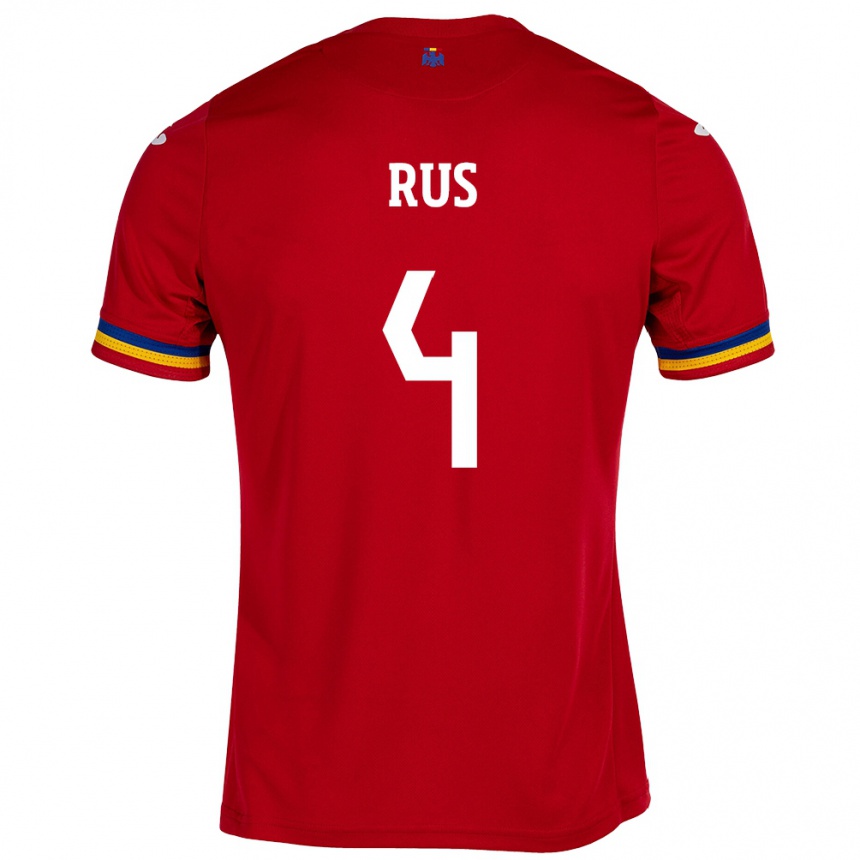 Niño Fútbol Camiseta Rumania Adrian Rus #4 Rojo 2ª Equipación 24-26 México