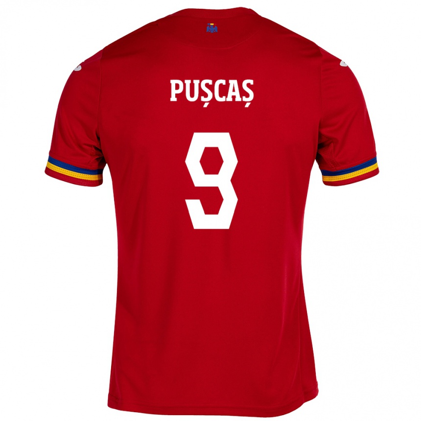 Niño Fútbol Camiseta Rumania George Pușcaș #9 Rojo 2ª Equipación 24-26 México