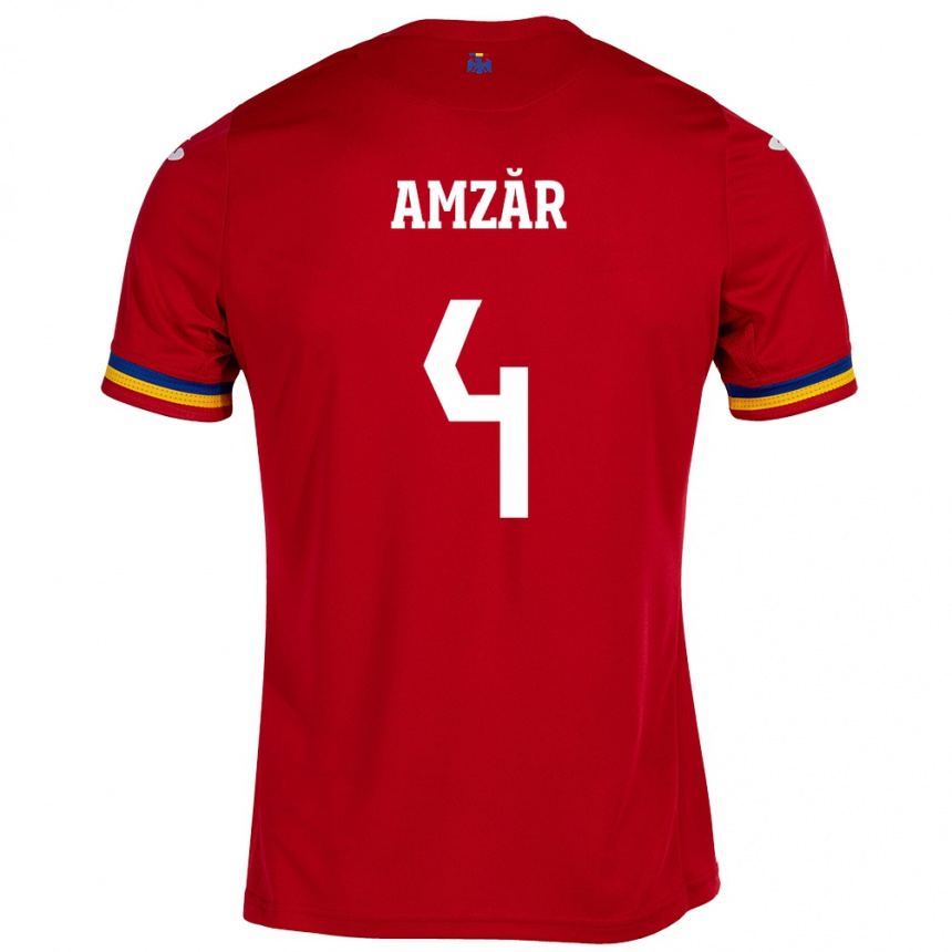 Niño Fútbol Camiseta Rumania Costin Amzăr #4 Rojo 2ª Equipación 24-26 México