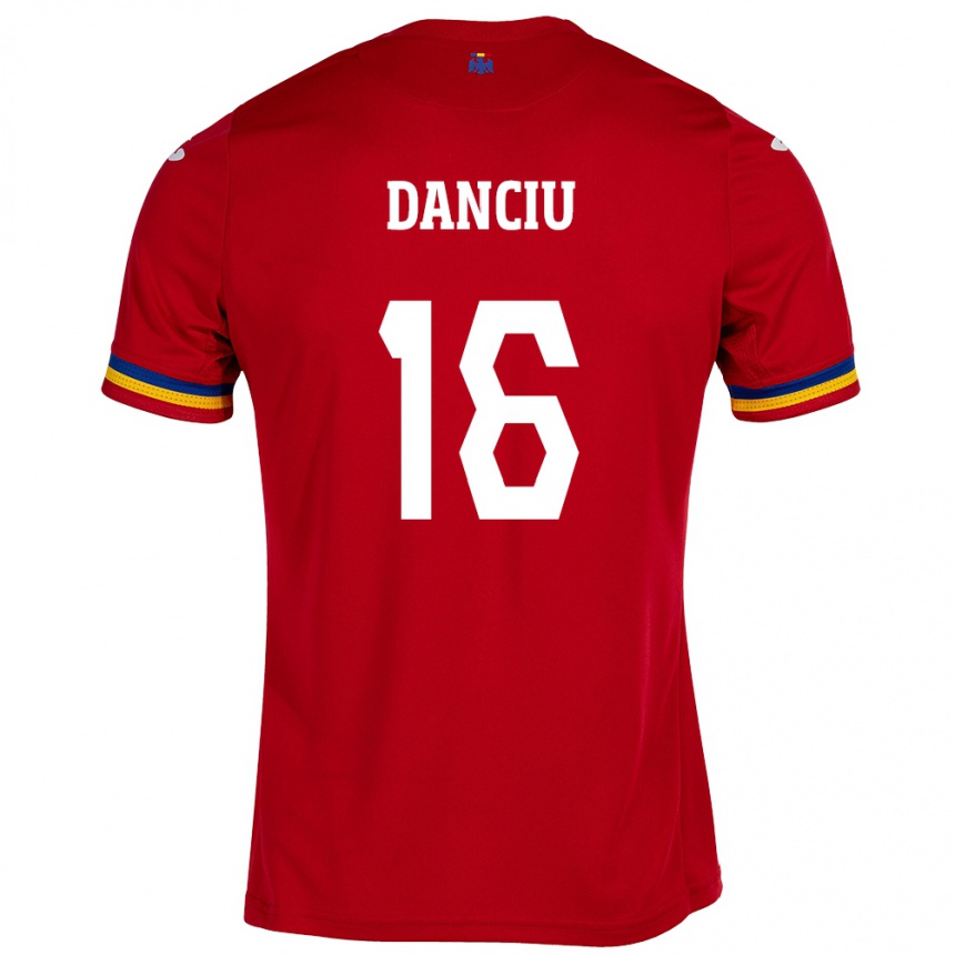 Niño Fútbol Camiseta Rumania Marian Danciu #16 Rojo 2ª Equipación 24-26 México