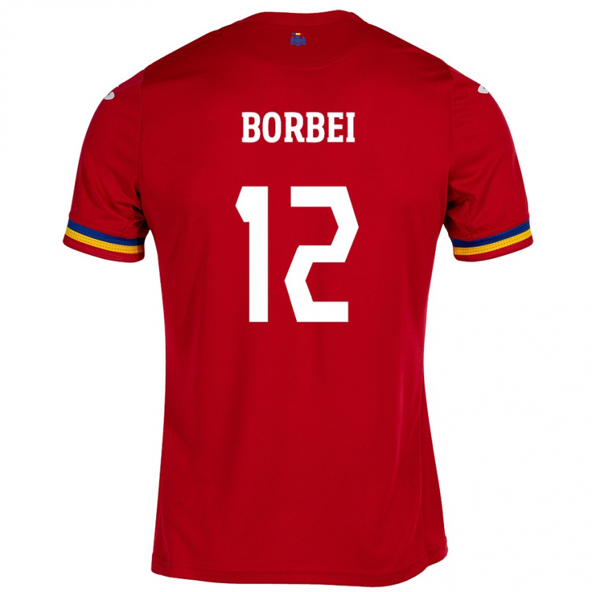 Niño Fútbol Camiseta Rumania Alexandru Borbei #12 Rojo 2ª Equipación 24-26 México