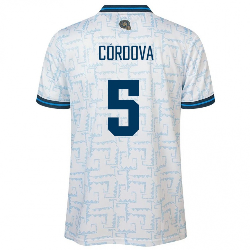 Niño Fútbol Camiseta El Salvador Edwin Córdova #5 Blanco 2ª Equipación 24-26 México