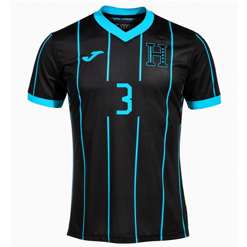 Niño Fútbol Camiseta Honduras Marcelo Santos #3 Negro 2ª Equipación 24-26 México