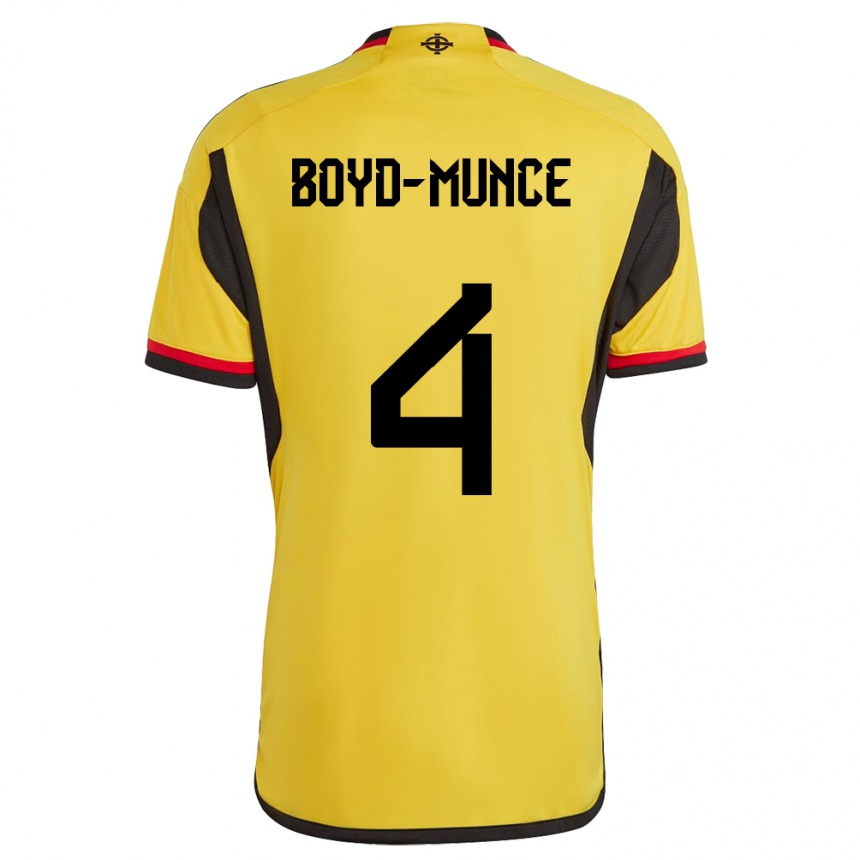 Niño Fútbol Camiseta Irlanda Del Norte Caolan Boyd-Munce #4 Blanco 2ª Equipación 24-26 México