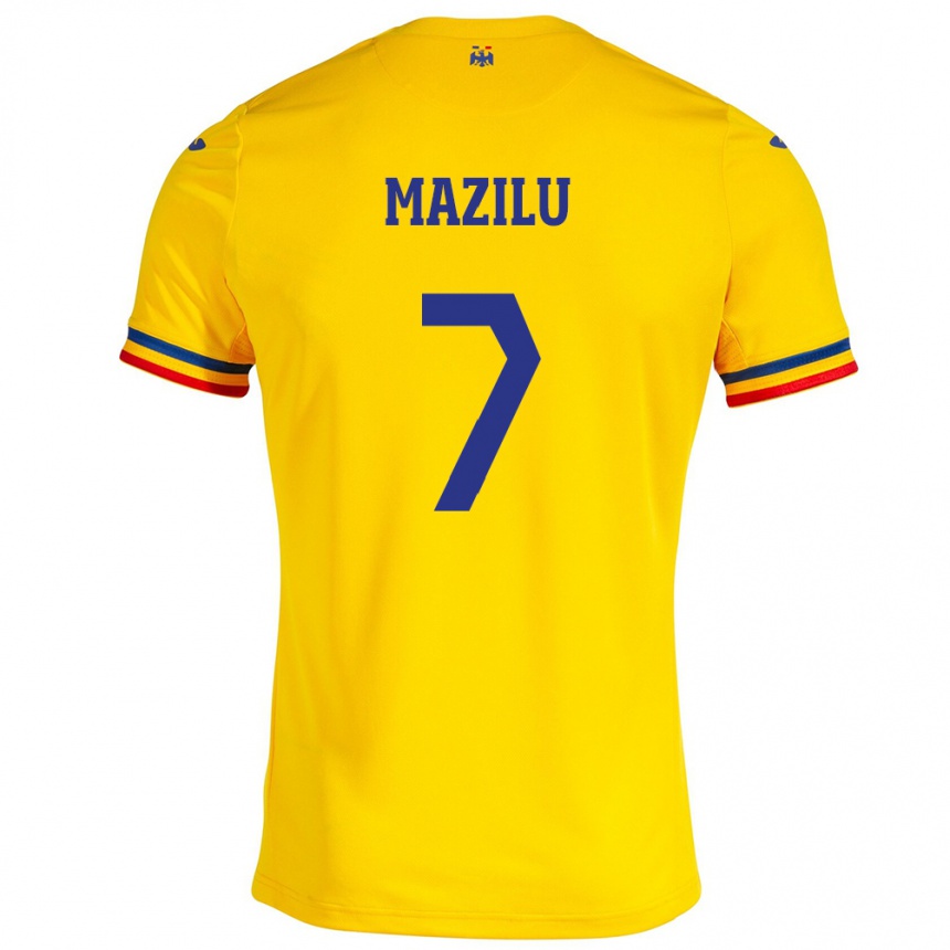 Hombre Fútbol Camiseta Rumania Adrian Mazilu #7 Amarillo 1ª Equipación 24-26 México
