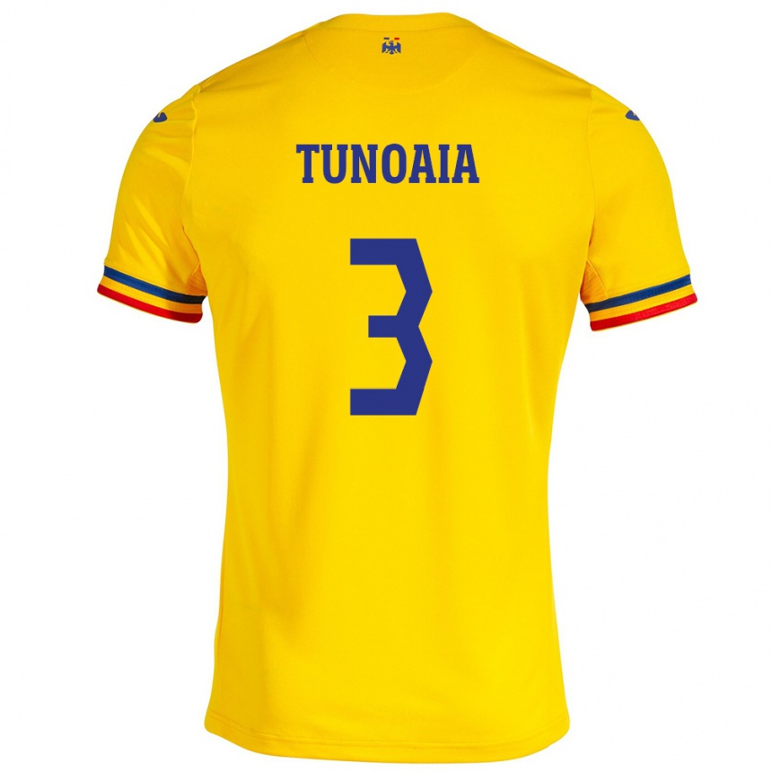 Hombre Fútbol Camiseta Rumania Alexandra Tunoaia #3 Amarillo 1ª Equipación 24-26 México