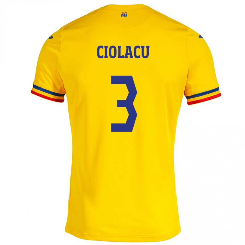 Hombre Fútbol Camiseta Rumania Mihaela Ciolacu #3 Amarillo 1ª Equipación 24-26 México