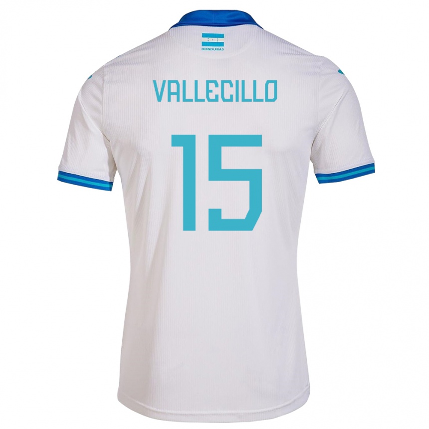 Hombre Fútbol Camiseta Honduras Eric Vallecillo #15 Blanco 1ª Equipación 24-26 México