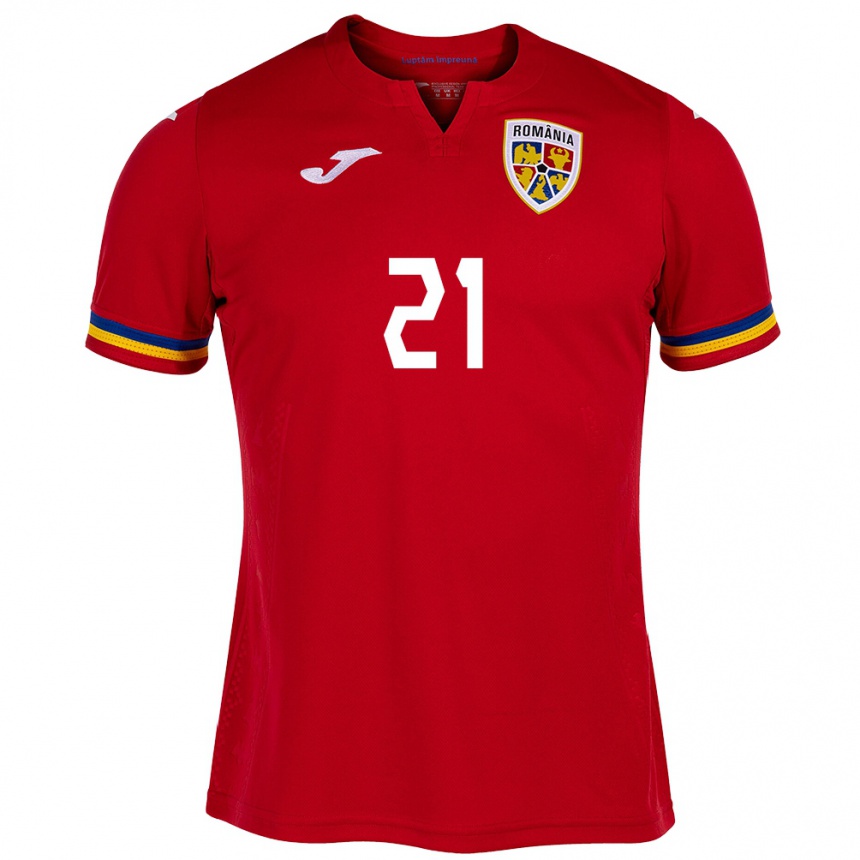 Hombre Fútbol Camiseta Rumania Olimpiu Moruţan #21 Rojo 2ª Equipación 24-26 México