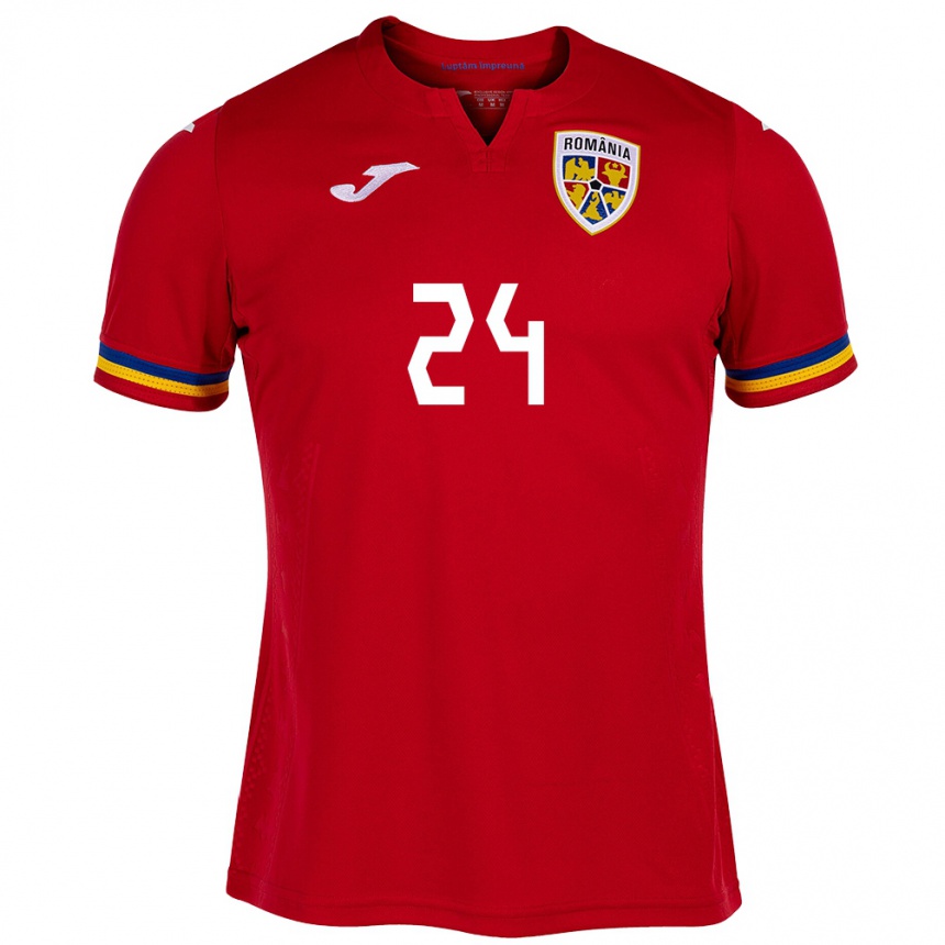 Hombre Fútbol Camiseta Rumania Botond Gergely #24 Rojo 2ª Equipación 24-26 México