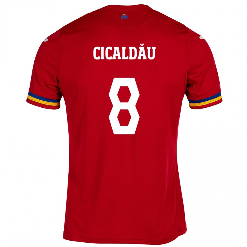 Hombre Fútbol Camiseta Rumania Alexandru Cicâldău #8 Rojo 2ª Equipación 24-26 México