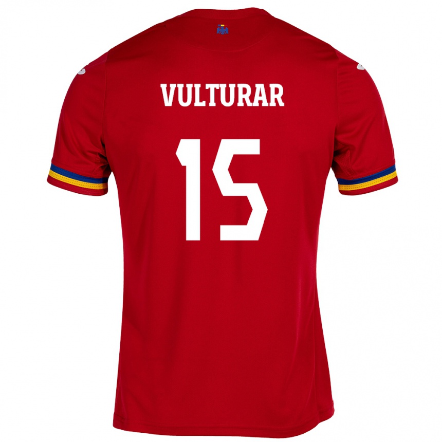 Hombre Fútbol Camiseta Rumania Cătălin Vulturar #15 Rojo 2ª Equipación 24-26 México