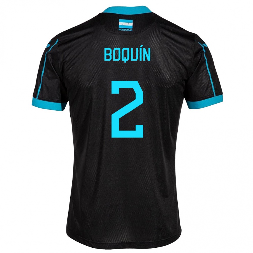 Hombre Fútbol Camiseta Honduras Stiven Boquín #2 Negro 2ª Equipación 24-26 México