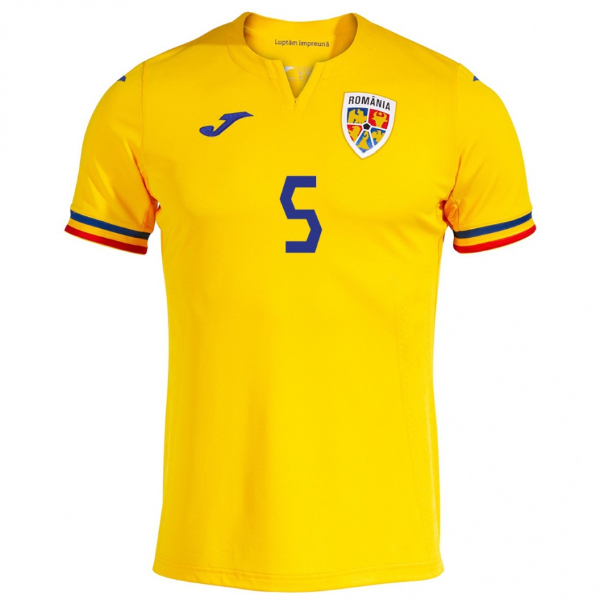 Mujer Fútbol Camiseta Rumania Gabriel Dănuleasă #5 Amarillo 1ª Equipación 24-26 México