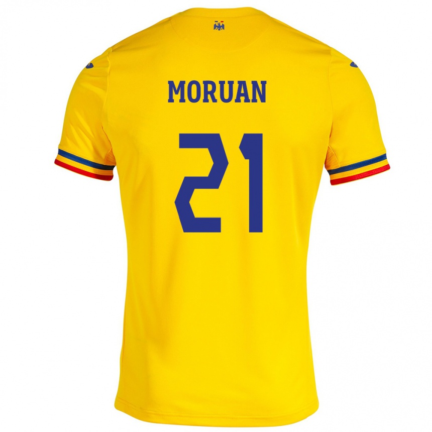 Mujer Fútbol Camiseta Rumania Olimpiu Moruţan #21 Amarillo 1ª Equipación 24-26 México
