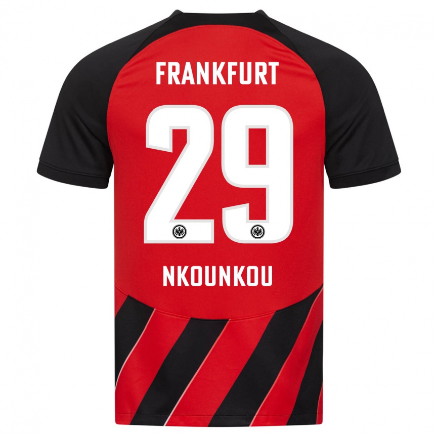 Niño Fútbol Camiseta Niels Nkounkou #29 Negro Rojo 1ª Equipación 2023/24 México