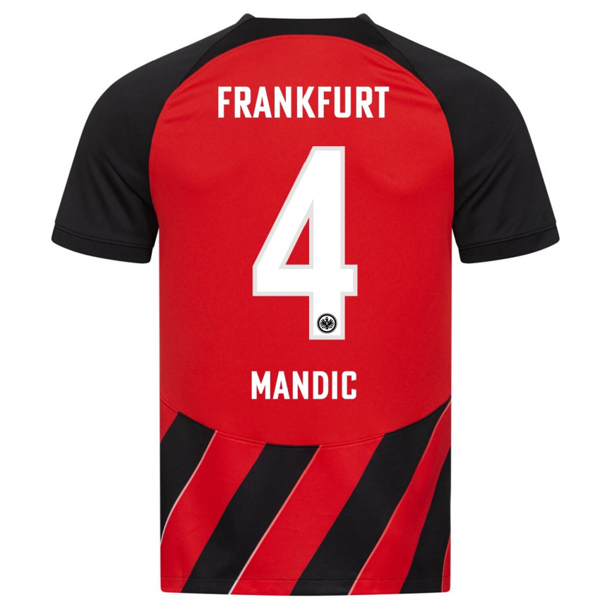 Niño Fútbol Camiseta Kristian Mandic #4 Negro Rojo 1ª Equipación 2023/24 México