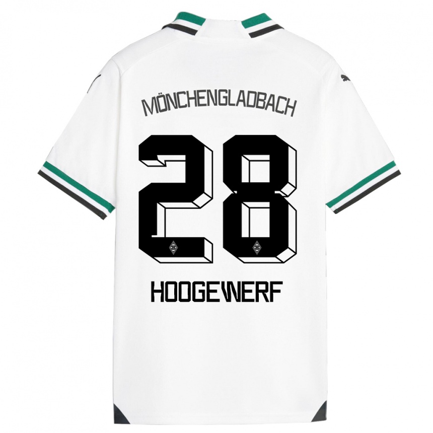 Niño Fútbol Camiseta Dillon Hoogewerf #28 Blanco Verde 1ª Equipación 2023/24 México