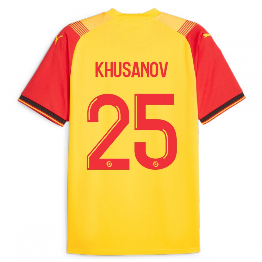 Niño Fútbol Camiseta Abdukodir Khusanov #25 Amarillo 1ª Equipación 2023/24 México