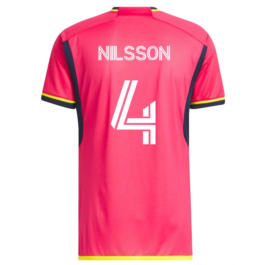 Niño Fútbol Camiseta Joakim Nilsson #4 Rosa 1ª Equipación 2023/24 México