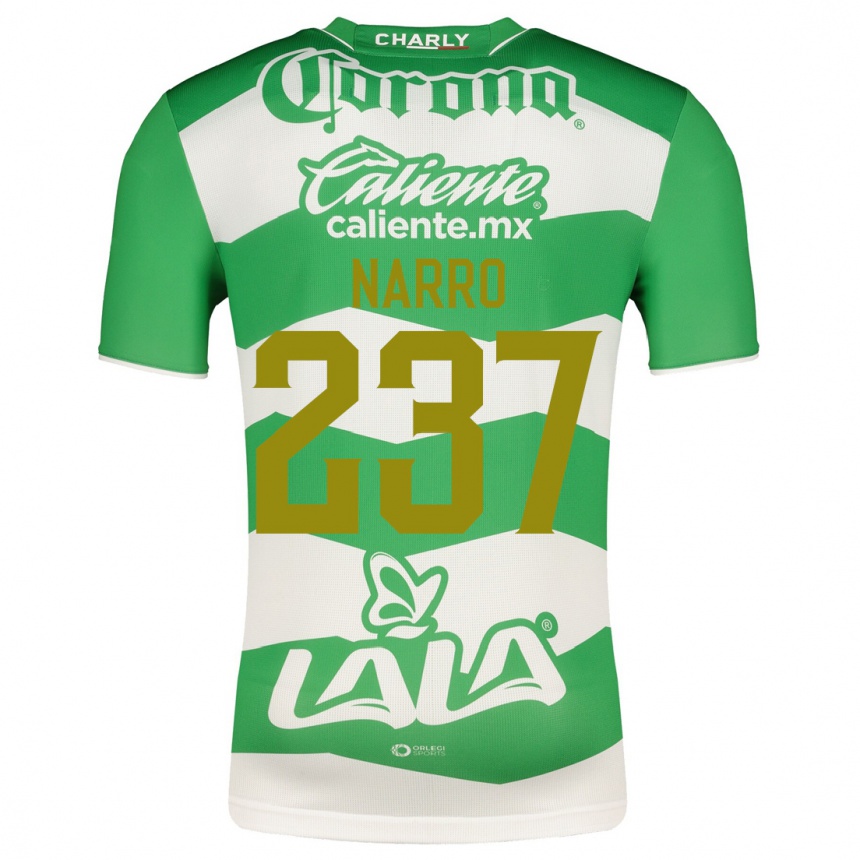 Niño Fútbol Camiseta Ernesto Narro #237 Verde 1ª Equipación 2023/24 México
