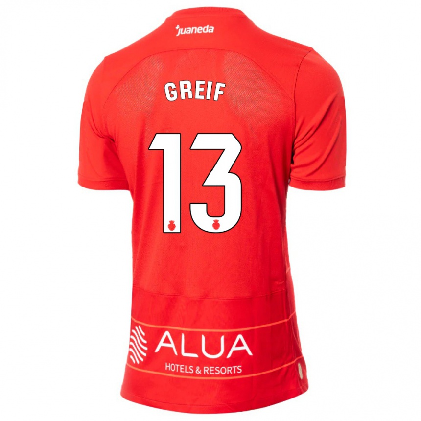 Niño Fútbol Camiseta Dominik Greif #13 Rojo 1ª Equipación 2023/24 México