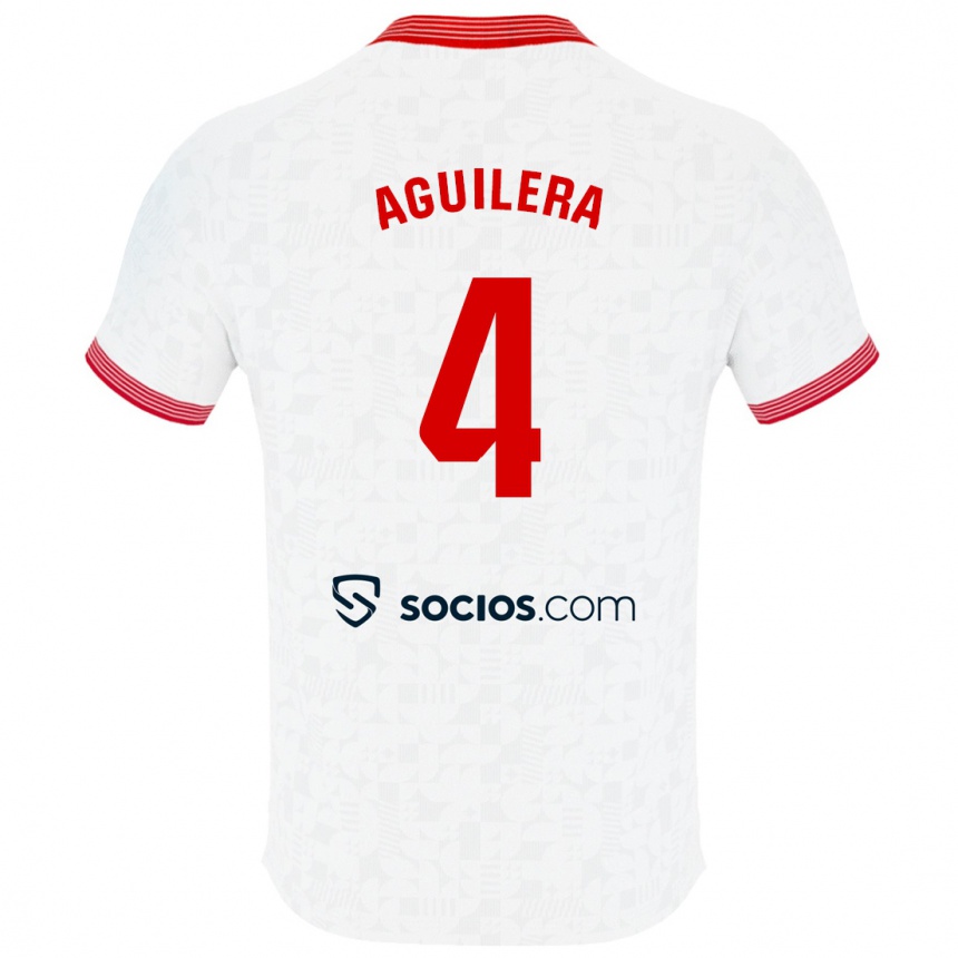 Niño Fútbol Camiseta Juanan Aguilera #4 Blanco 1ª Equipación 2023/24 México