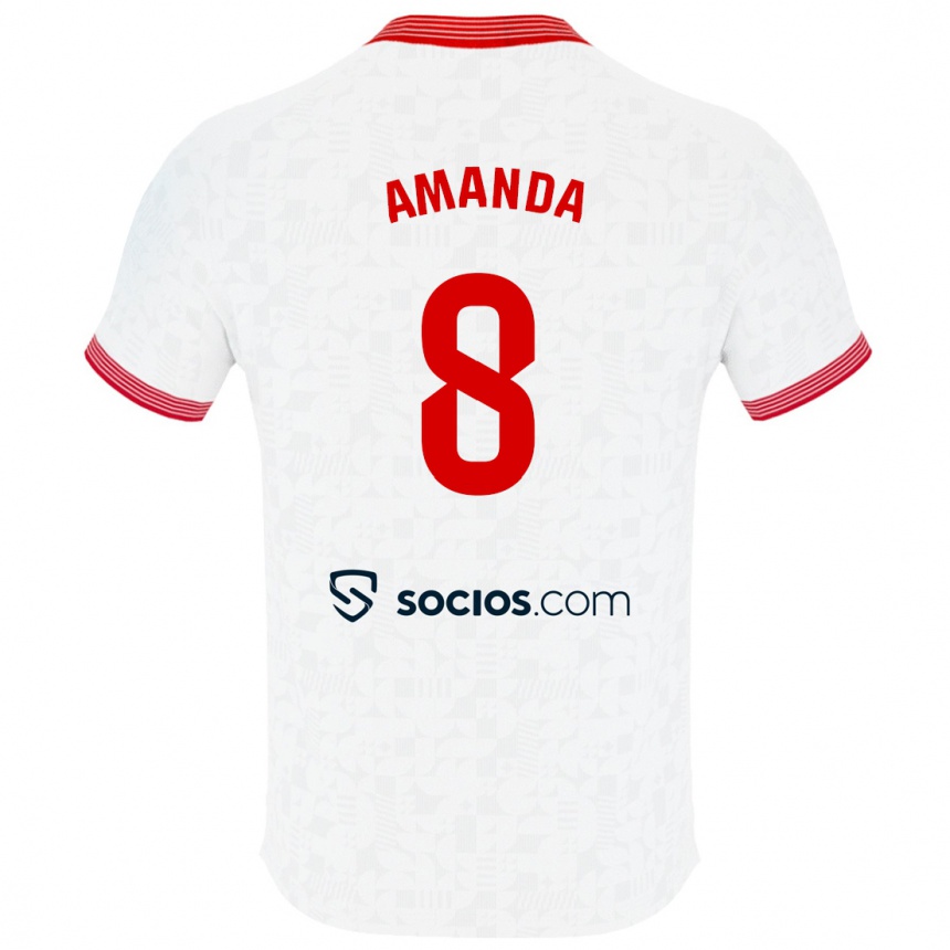 Niño Fútbol Camiseta Amanda Sampedro Bustos #8 Blanco 1ª Equipación 2023/24 México