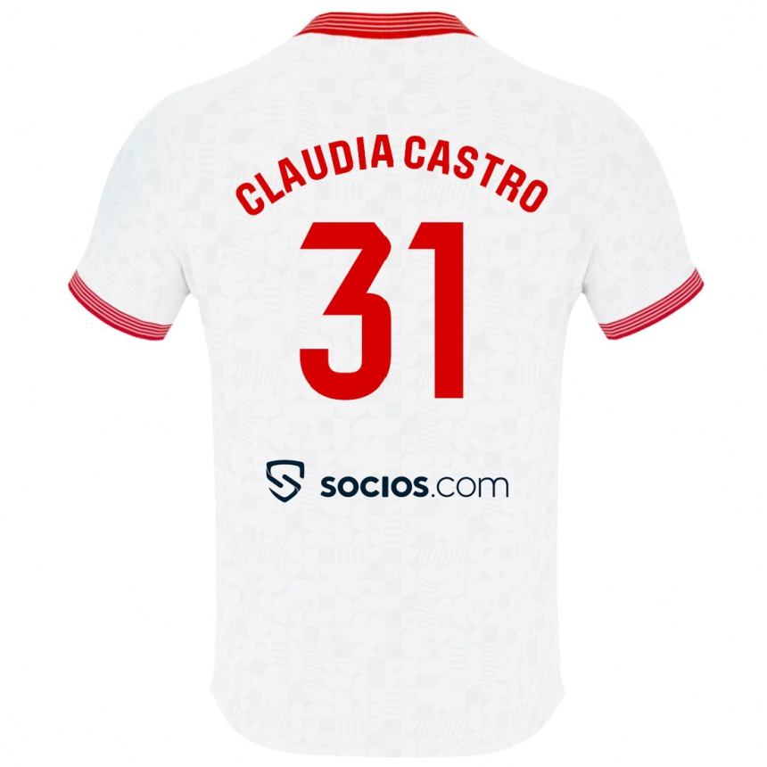 Niño Fútbol Camiseta Claudia Castro Romero #31 Blanco 1ª Equipación 2023/24 México