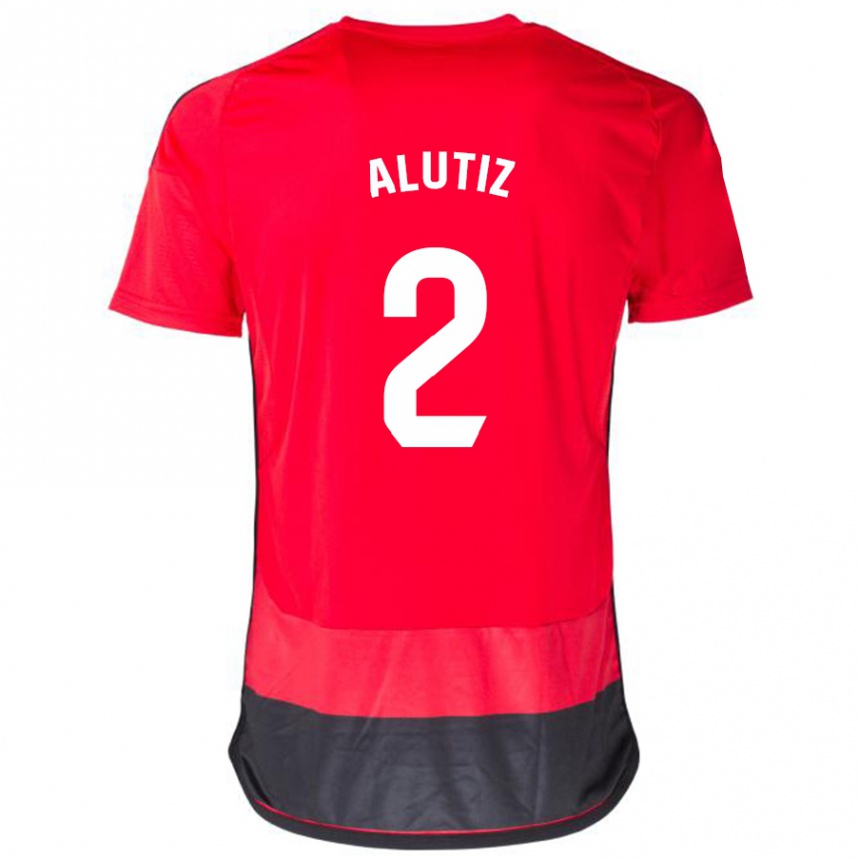 Niño Fútbol Camiseta Hodei Alutiz #2 Negro Rojo 1ª Equipación 2023/24 México