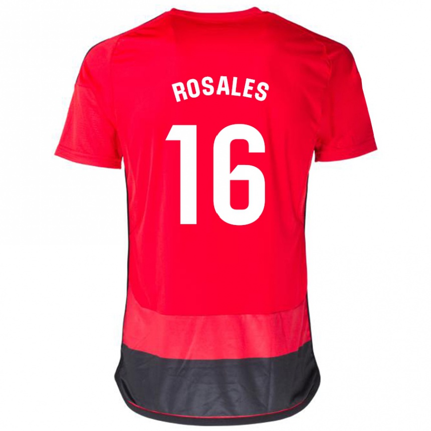 Niño Fútbol Camiseta Diego Rosales #16 Negro Rojo 1ª Equipación 2023/24 México