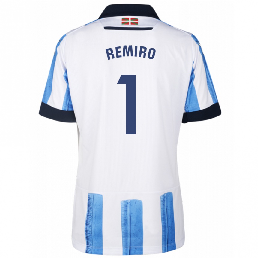 Niño Fútbol Camiseta Álex Remiro #1 Azul Blanco 1ª Equipación 2023/24 México