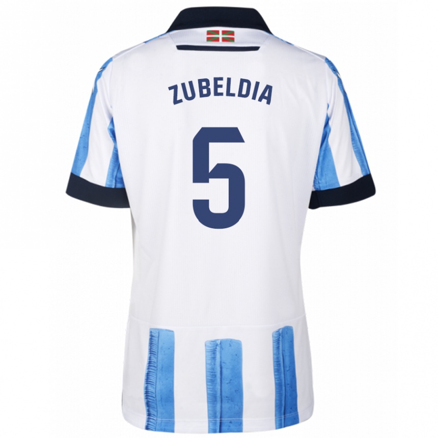 Niño Fútbol Camiseta Igor Zubeldia #5 Azul Blanco 1ª Equipación 2023/24 México